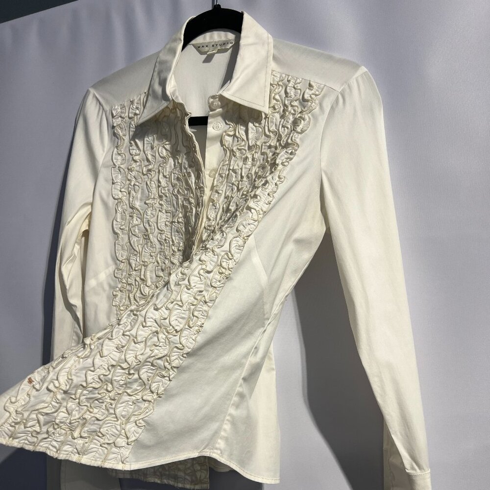 Max Studio White Ruffle Shirt - Picture 7 of 8